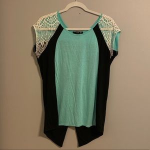 Blue, Black, & Lace Tee